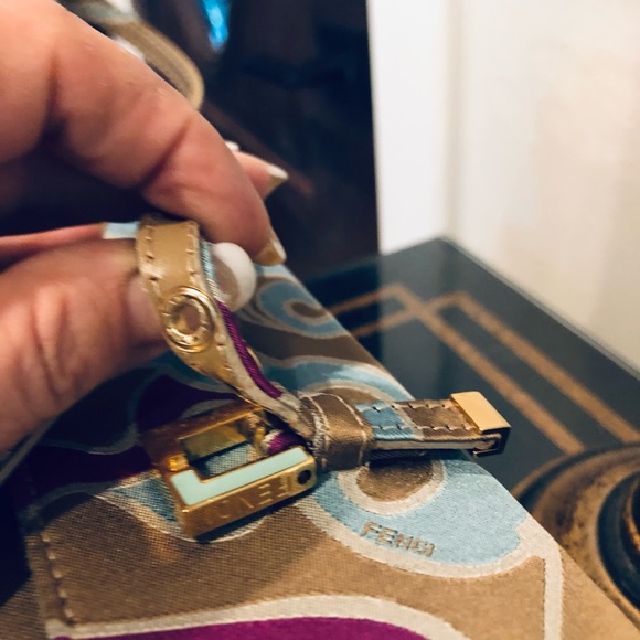 FENDI SATCHEL LARGE SWIRL FABRIC FANTASTIC PREOWNED CONDITION, BLUE DUSTBAG TOO - Picture 9 of 13